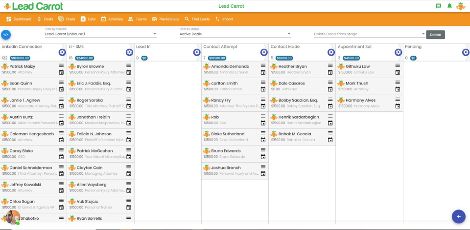 screenshot of Lead Carrot